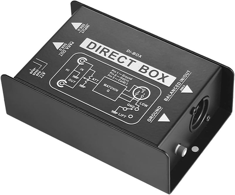 summina Professional Single Channel Passive DI-Box Hum Eliminator Direct Injection Audio Box Balanced & Unbalance Signal Converter for Electric Guitar Bass Live Performance Direct Box - Image 2